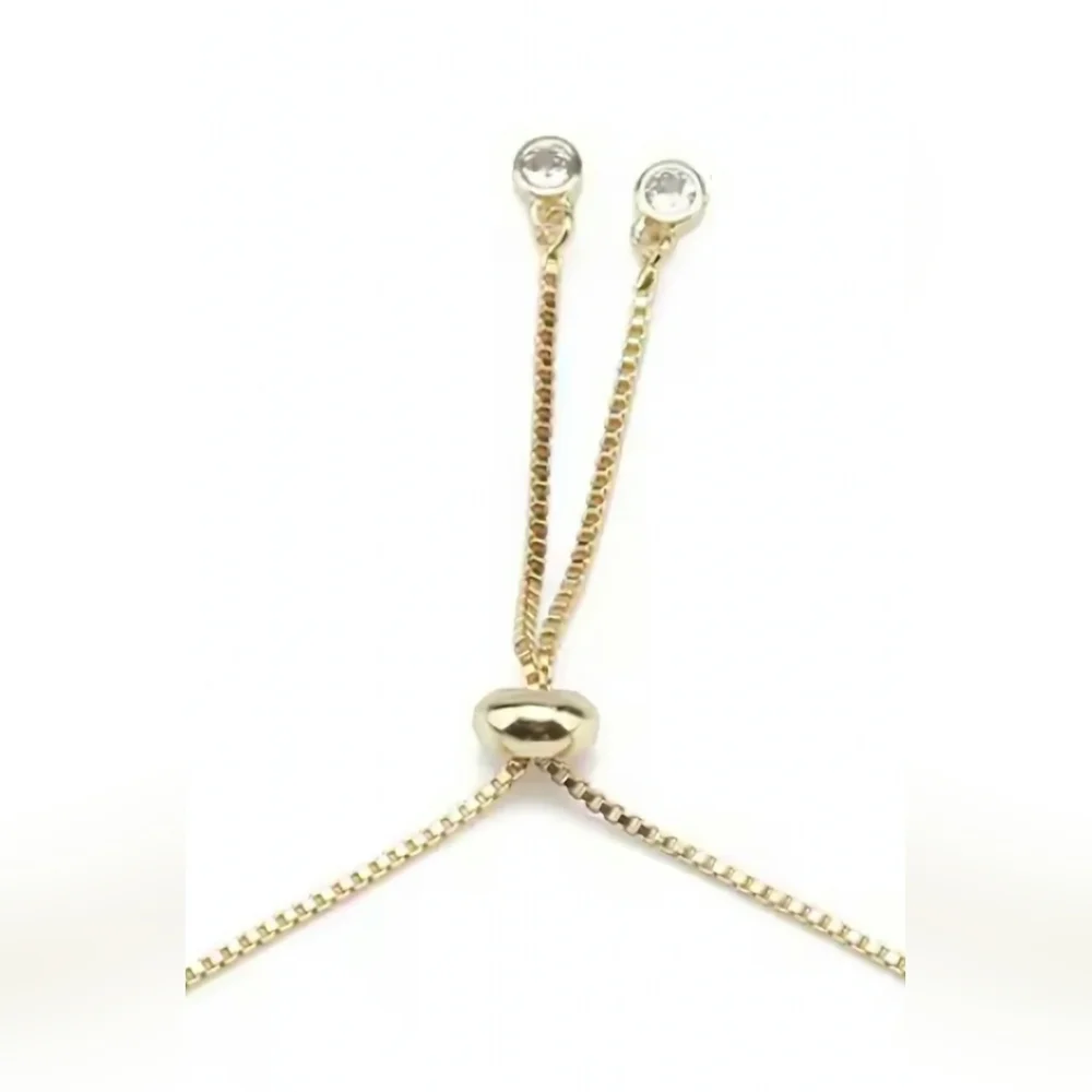 NEW CZ Gold Plated Multicolor Safety Pin Adjustable Slide Tennis Bracelet - Picture 5 of 8